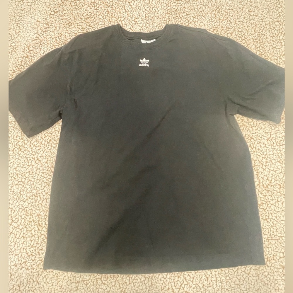 Adidas Men's Black Tee Size Small With White Logo
